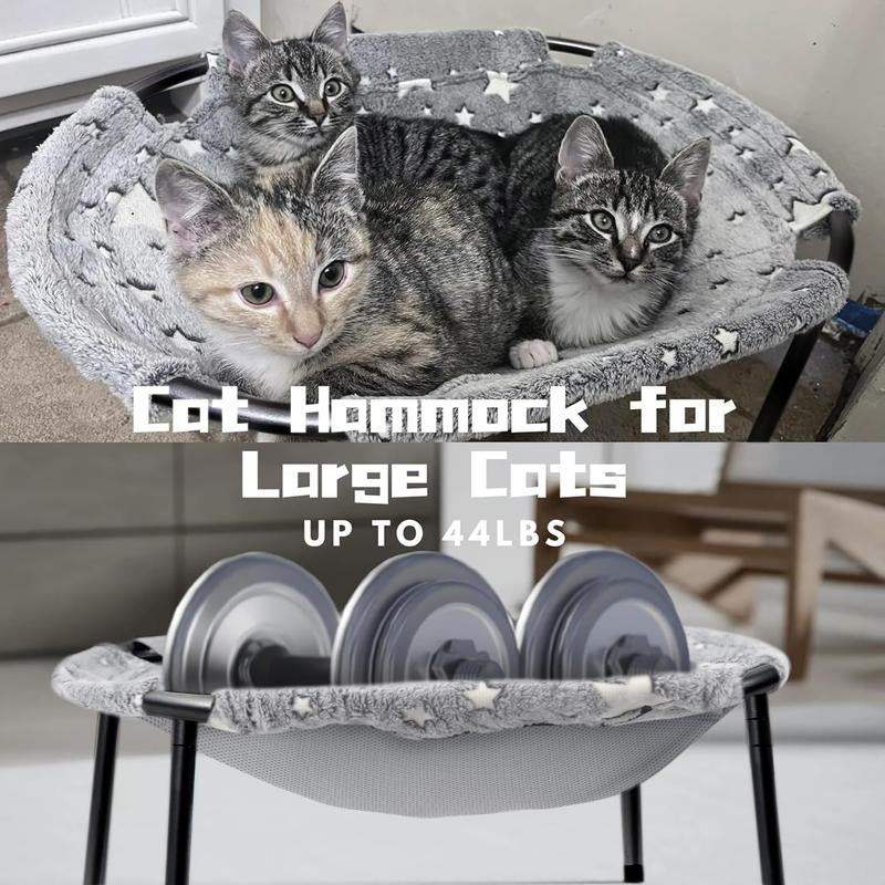 POMESEA Desk & Floor Cat Hammock,Soft Elevated Pet Bed for Dogs & Cats, Glow in the Dark,Napping Spot,Raised Cozy Hammock,Cat Lounge Furniture