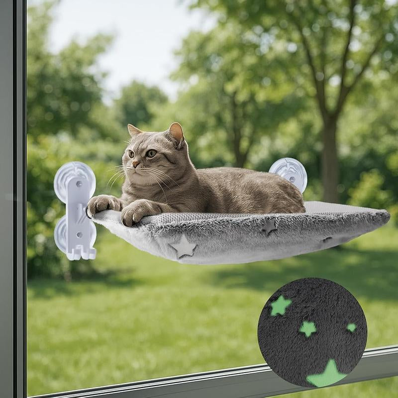 POMESEA Desk & Floor Cat Hammock,Soft Elevated Pet Bed for Dogs & Cats, Glow in the Dark,Napping Spot,Raised Cozy Hammock,Cat Lounge Furniture
