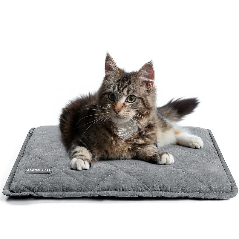 Mora Pets Self-Heating Cat Bed Self-Heating Cat Mat Thick Thermal Pet Tabletop 24 X 18 Inches with Sensor Cover Machine Washable Ultra-Warm Mat for Outdoor and Indoor Cats and Small Dogs