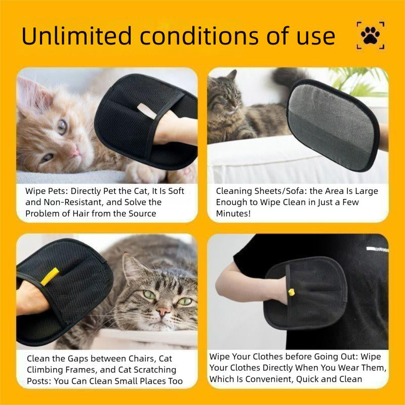 2-In-1 Pet Hair Remover Glove & Brush Self Cleaning Grooming Tool for Cat & Dog Say Goodbye to Floating Hair on Clothes Furniture & Car Seats Reusable & Easy Clean!
