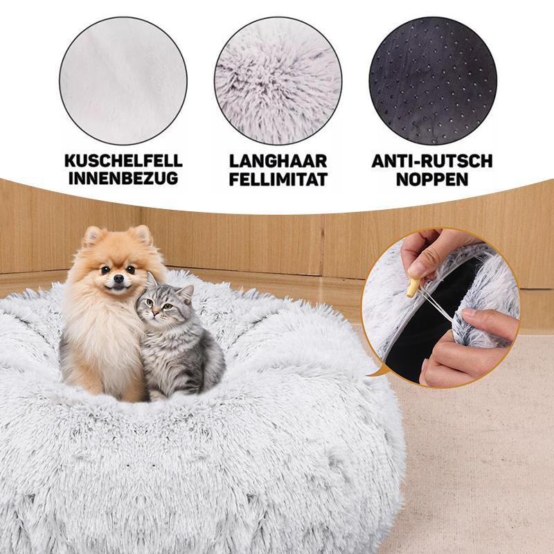 Winter Warm Fluffy Plush Cat Tunnel Bed,Under Christmas 2 in 1 Foldable Cat Tunnel Cat Bed, Warm Plush Cat Bed with Hanging Ball Foldable Dog Adjustable Sliding Bed Elevated Bed Pet Play and Training Set Breathable Elevated Cooling Dog Bed