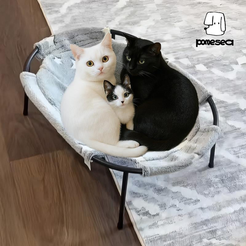 POMESEA Desk & Floor Cat Hammock,Soft Elevated Pet Bed for Dogs & Cats, Glow in the Dark,Napping Spot,Raised Cozy Hammock,Cat Lounge Furniture