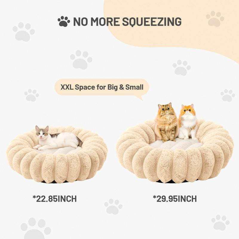 Washable Plush round Cat Couch - Adorable Donut Bed, Ideal Cozy Cushion for Small Indoor Pets