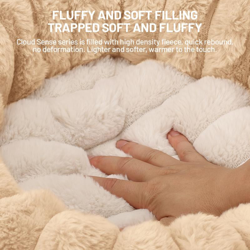 Washable Plush round Cat Couch - Adorable Donut Bed, Ideal Cozy Cushion for Small Indoor Pets