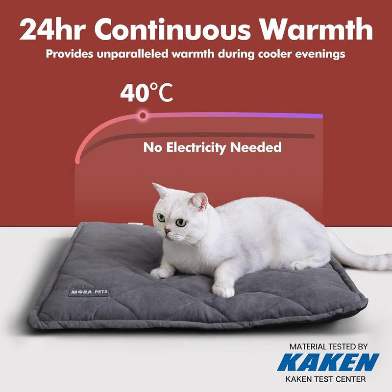 Mora Pets Self-Heating Cat Bed Self-Heating Cat Mat Thick Thermal Pet Tabletop 24 X 18 Inches with Sensor Cover Machine Washable Ultra-Warm Mat for Outdoor and Indoor Cats and Small Dogs