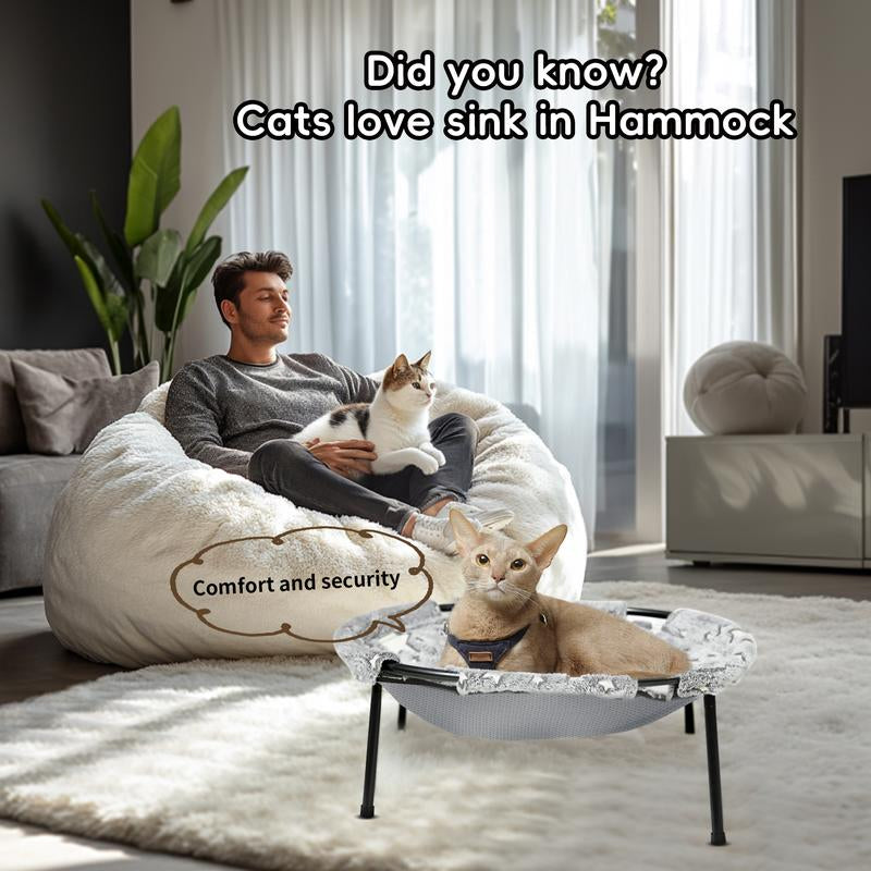 POMESEA Desk & Floor Cat Hammock,Soft Elevated Pet Bed for Dogs & Cats, Glow in the Dark,Napping Spot,Raised Cozy Hammock,Cat Lounge Furniture