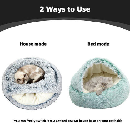 Cat Bed round Plush Fluffy Hooded Cat Bed Cave, Cozy for Indoor Cats or Small Dog Beds, Machine-Washable Cat Bed as a Christmas Gift for the Pet, Thanksgiving & Halloween Gifts for Cat & Dogs Lovers Fluffy Cloud Bed