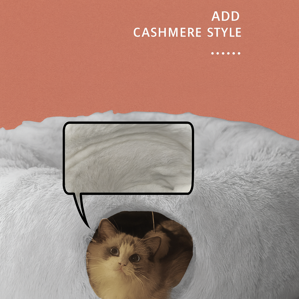 Winter Warm Fluffy Plush Cat Tunnel Bed